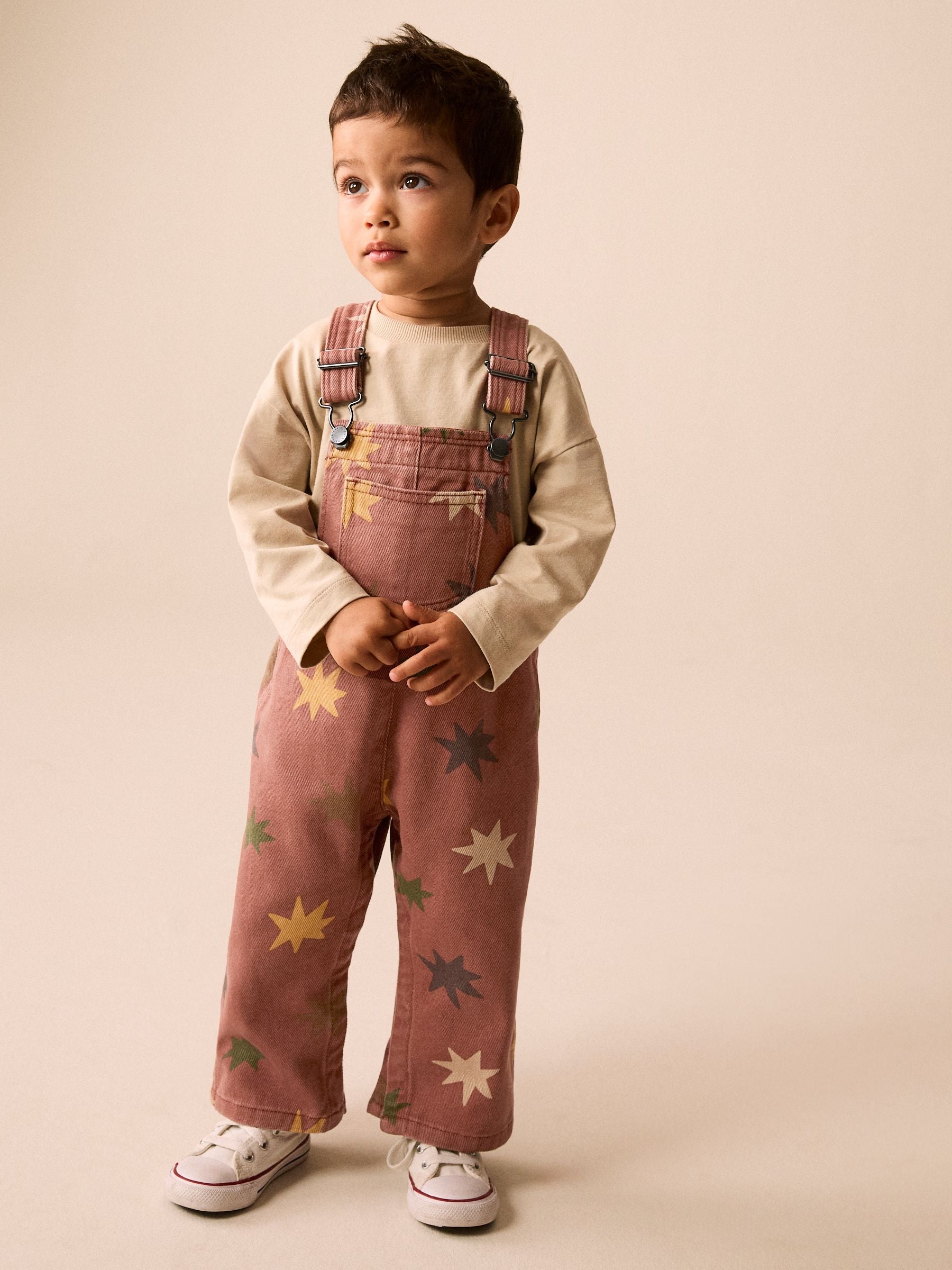 Rust Red Star Print Dungarees (3mths-7yrs) image 2