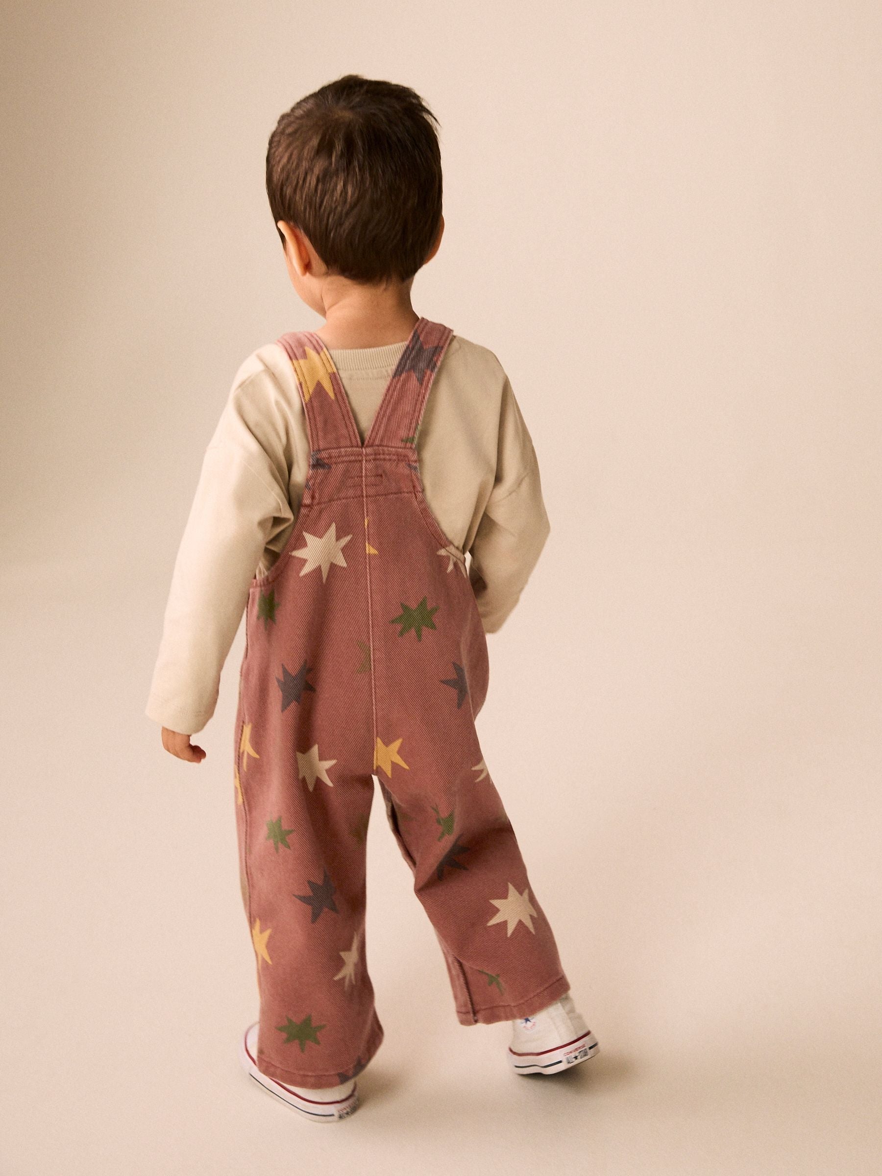 Rust Red Star Print Dungarees (3mths-7yrs) image 3