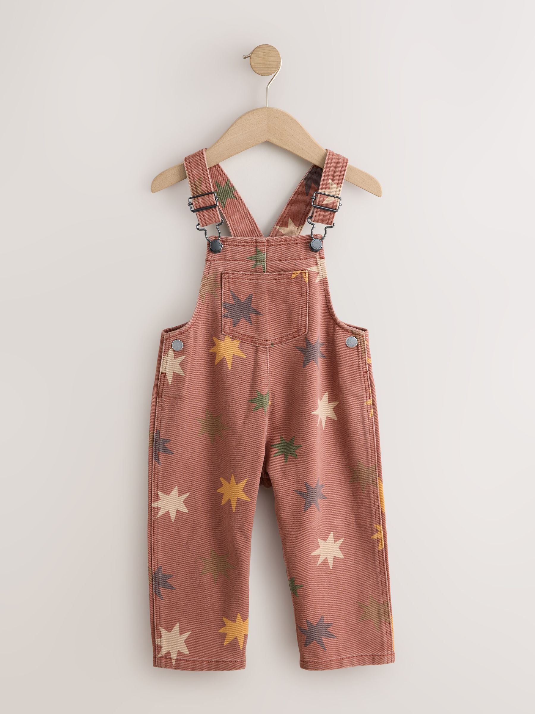 Rust Red Star Print Dungarees (3mths-7yrs) image 5