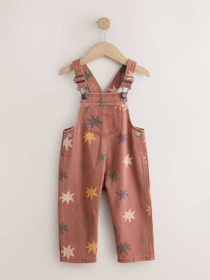 Rust Red Star Print Dungarees (3mths-7yrs) image 5