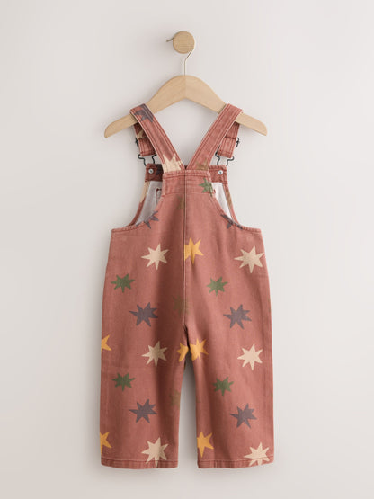 Rust Red Star Print Dungarees (3mths-7yrs) image 6