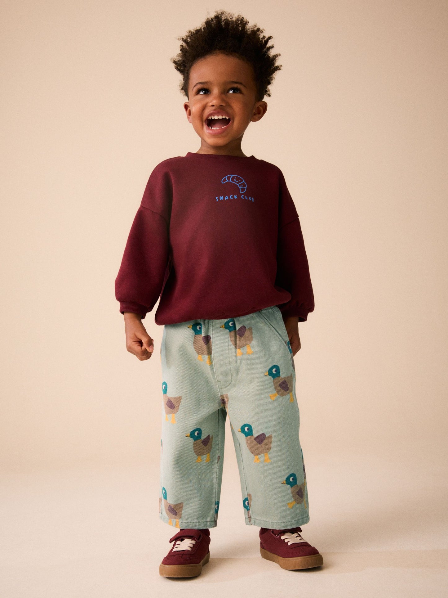 Green Duck Pull On Wide Trousers (3mths-7yrs) image 3