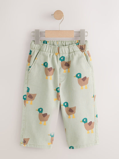 Green Duck Pull On Wide Trousers (3mths-7yrs) image 5