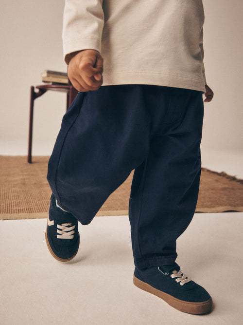 Navy Barrel Pull On Trousers (3mths-7yrs) image 1