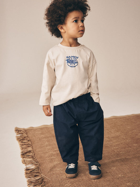 Navy Barrel Pull On Trousers (3mths-7yrs) image 2