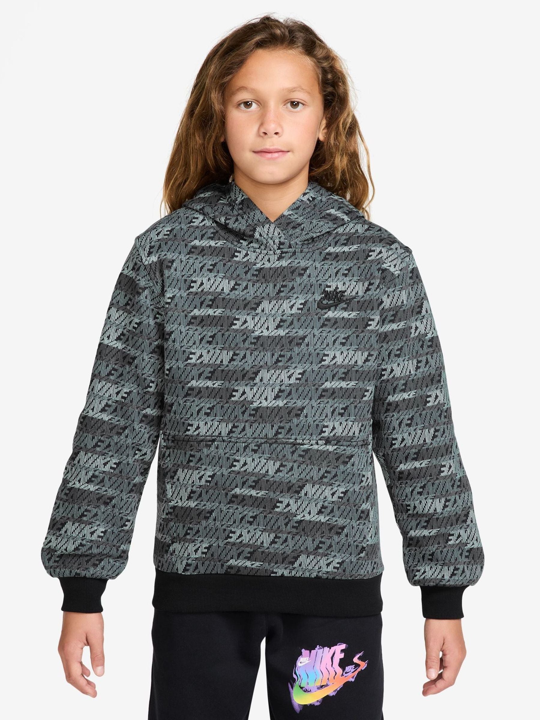 Dsiney Kidz - Nike Black Logo Printed Fleece Overhead Hoodie image 1
