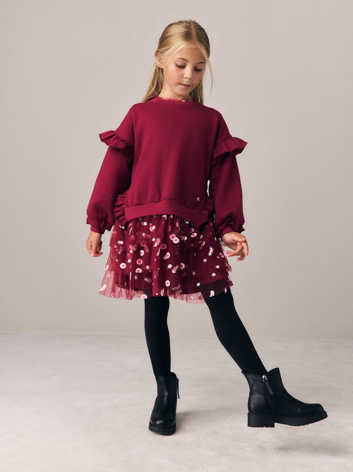Dsiney Kidz - Laura Ashley Burgundy Red Sweat Mock Dress image 1