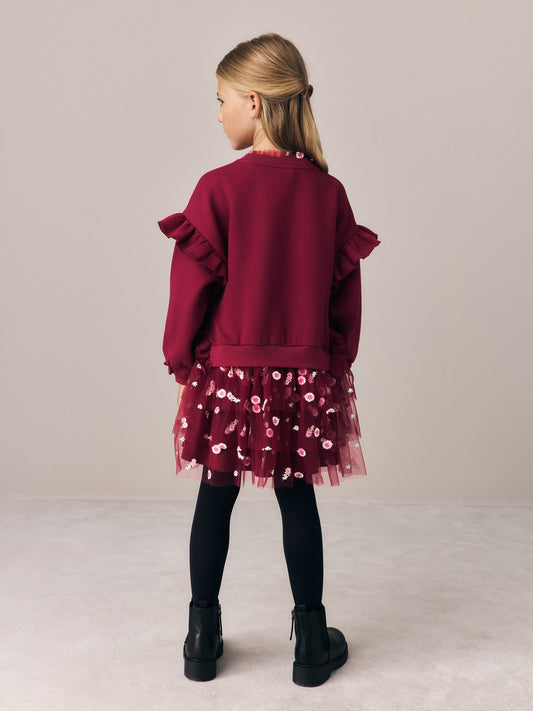 Dsiney Kidz - Laura Ashley Burgundy Red Sweat Mock Dress image 2