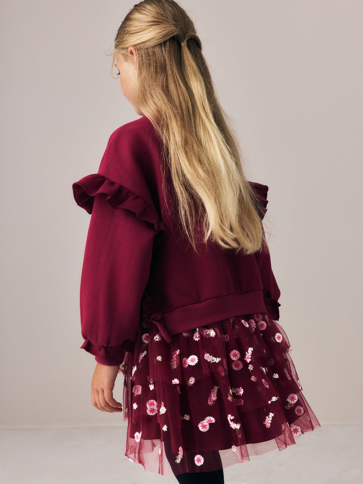 Dsiney Kidz - Laura Ashley Burgundy Red Sweat Mock Dress image 4