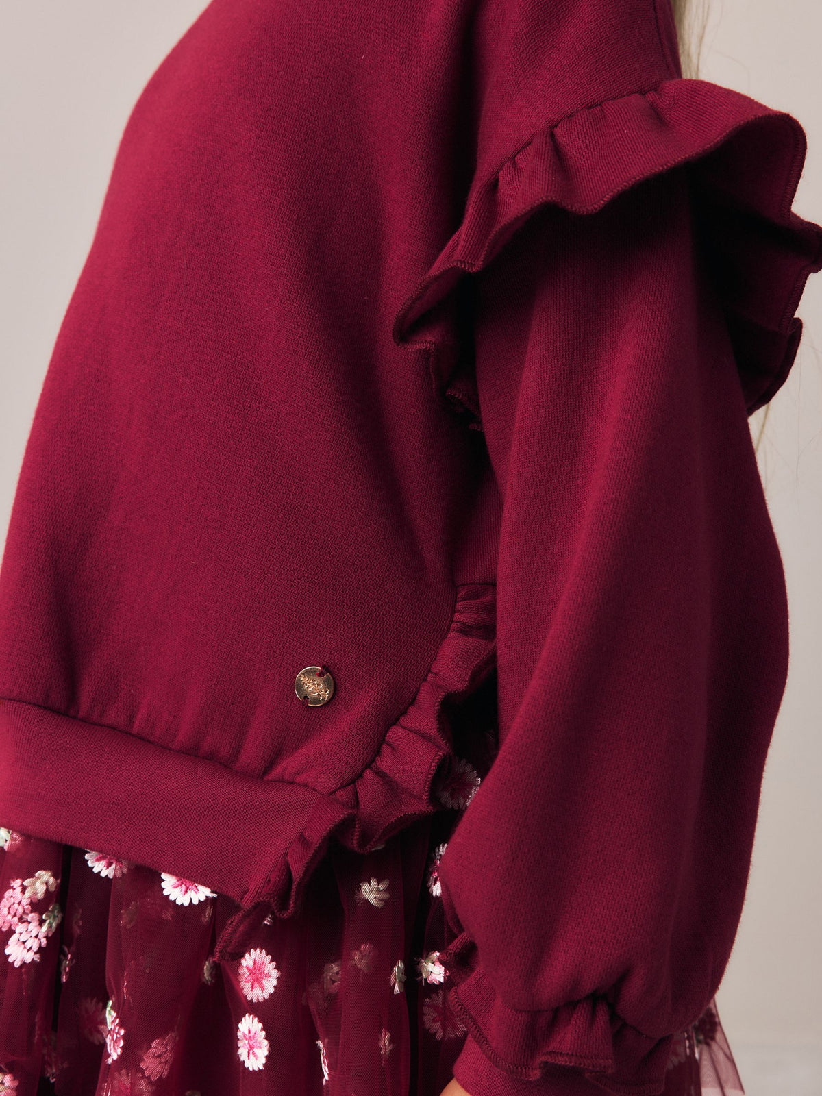 Dsiney Kidz - Laura Ashley Burgundy Red Sweat Mock Dress image 5