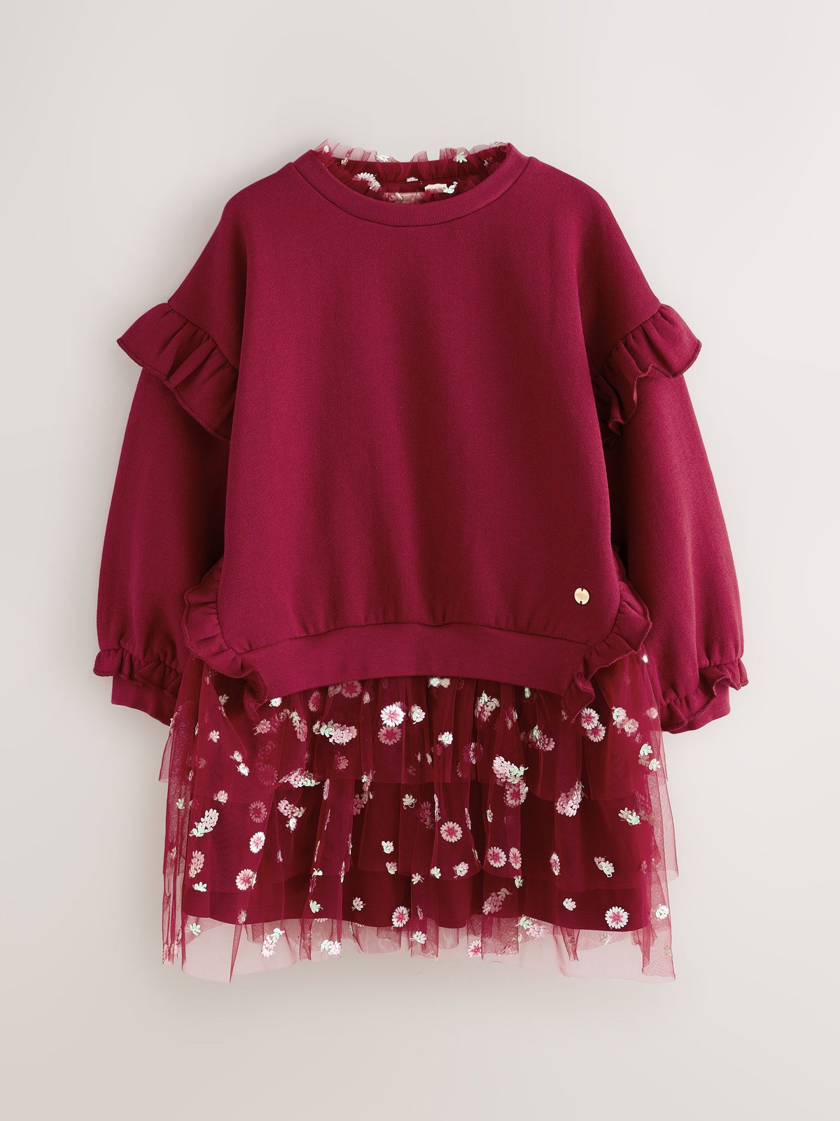 Dsiney Kidz - Laura Ashley Burgundy Red Sweat Mock Dress image 7