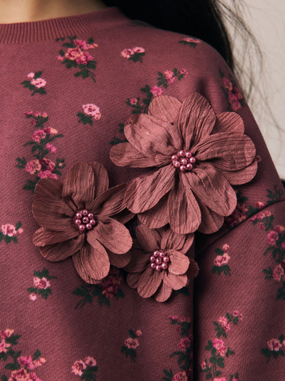 Laura Ashley Dark Pink Floral Corsage Tracksuit Set - image 5