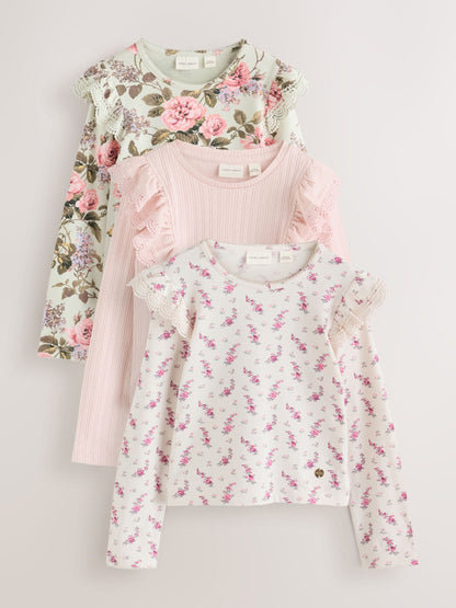 Dsiney Kidz - Laura Ashley Multi Long Sleeve Frill T-Shirts 3 Pack image 1