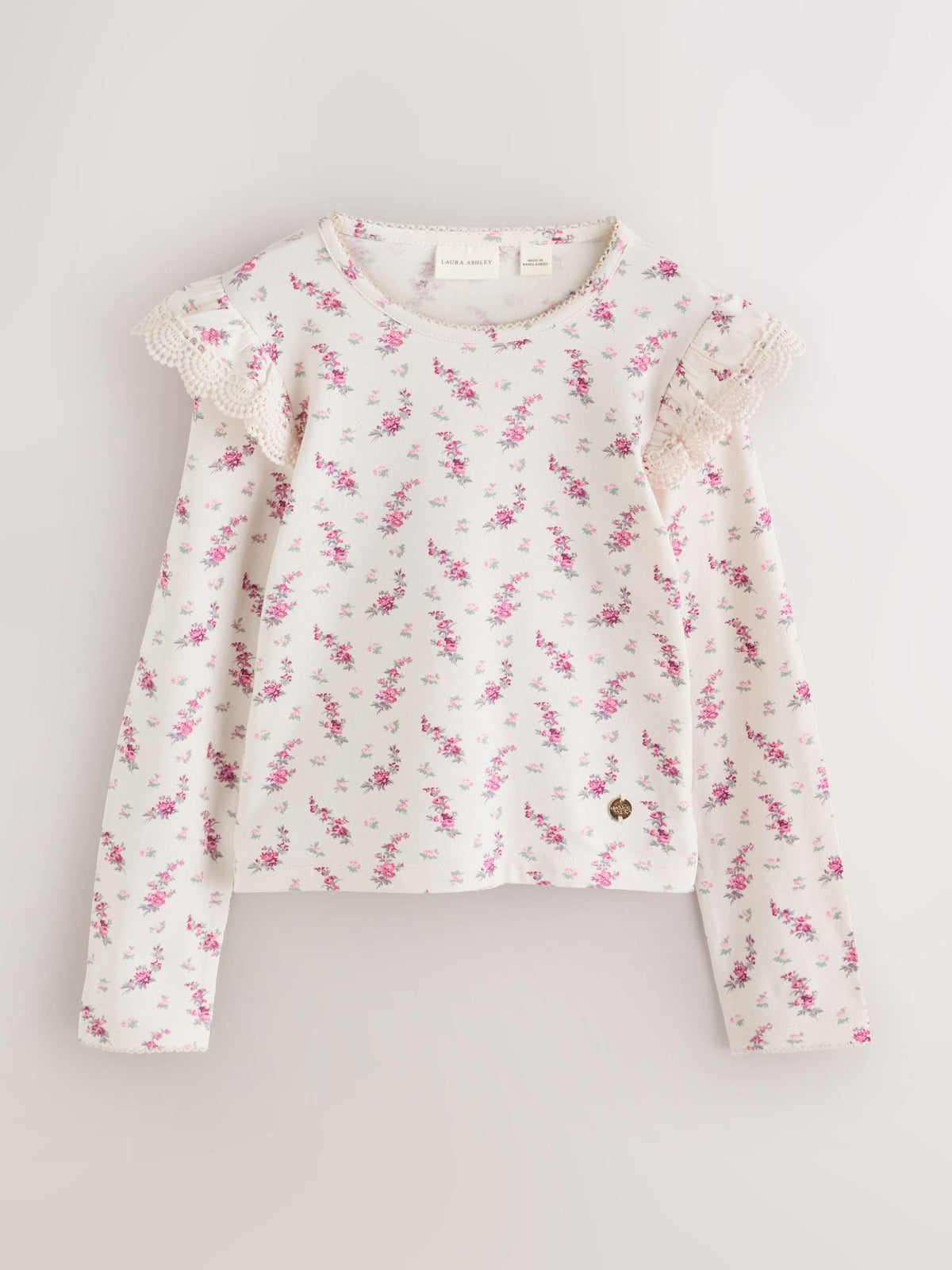 Dsiney Kidz - Laura Ashley Multi Long Sleeve Frill T-Shirts 3 Pack image 4
