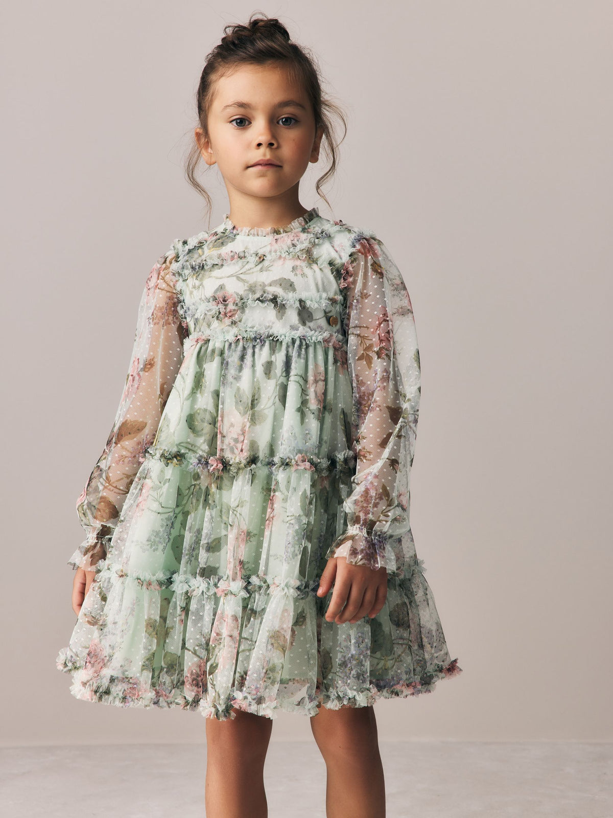 Dsiney Kidz - Laura Ashley Mint Green Floral Mesh Dress image 1