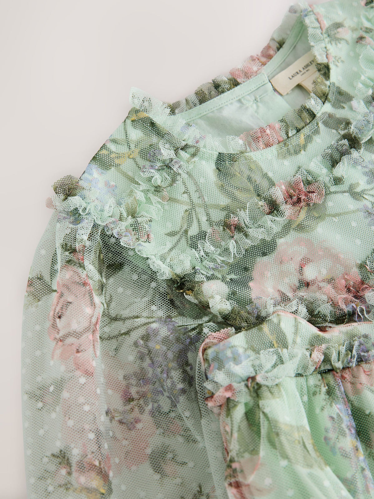 Dsiney Kidz - Laura Ashley Mint Green Floral Mesh Dress image 10