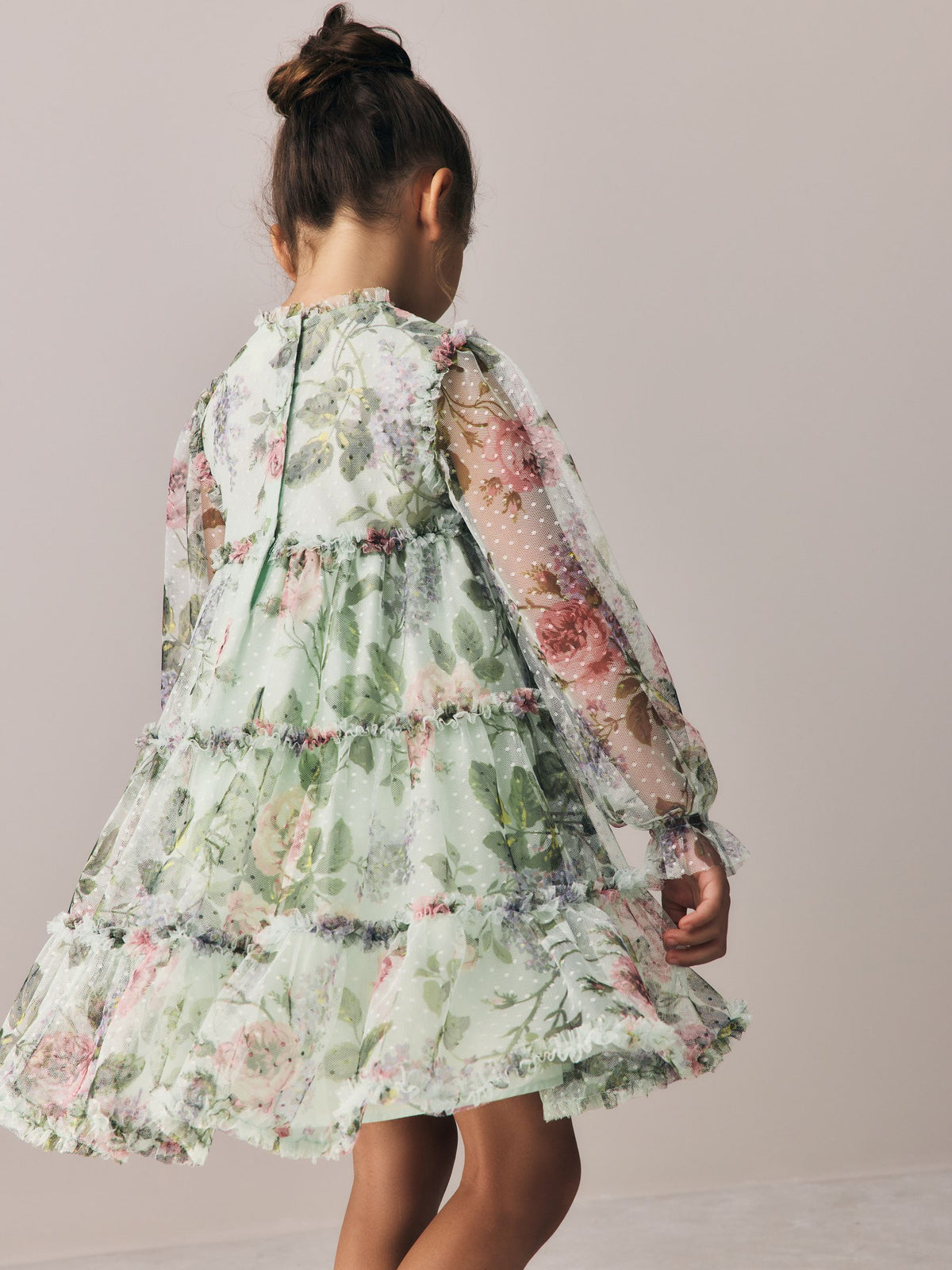 Dsiney Kidz - Laura Ashley Mint Green Floral Mesh Dress image 2