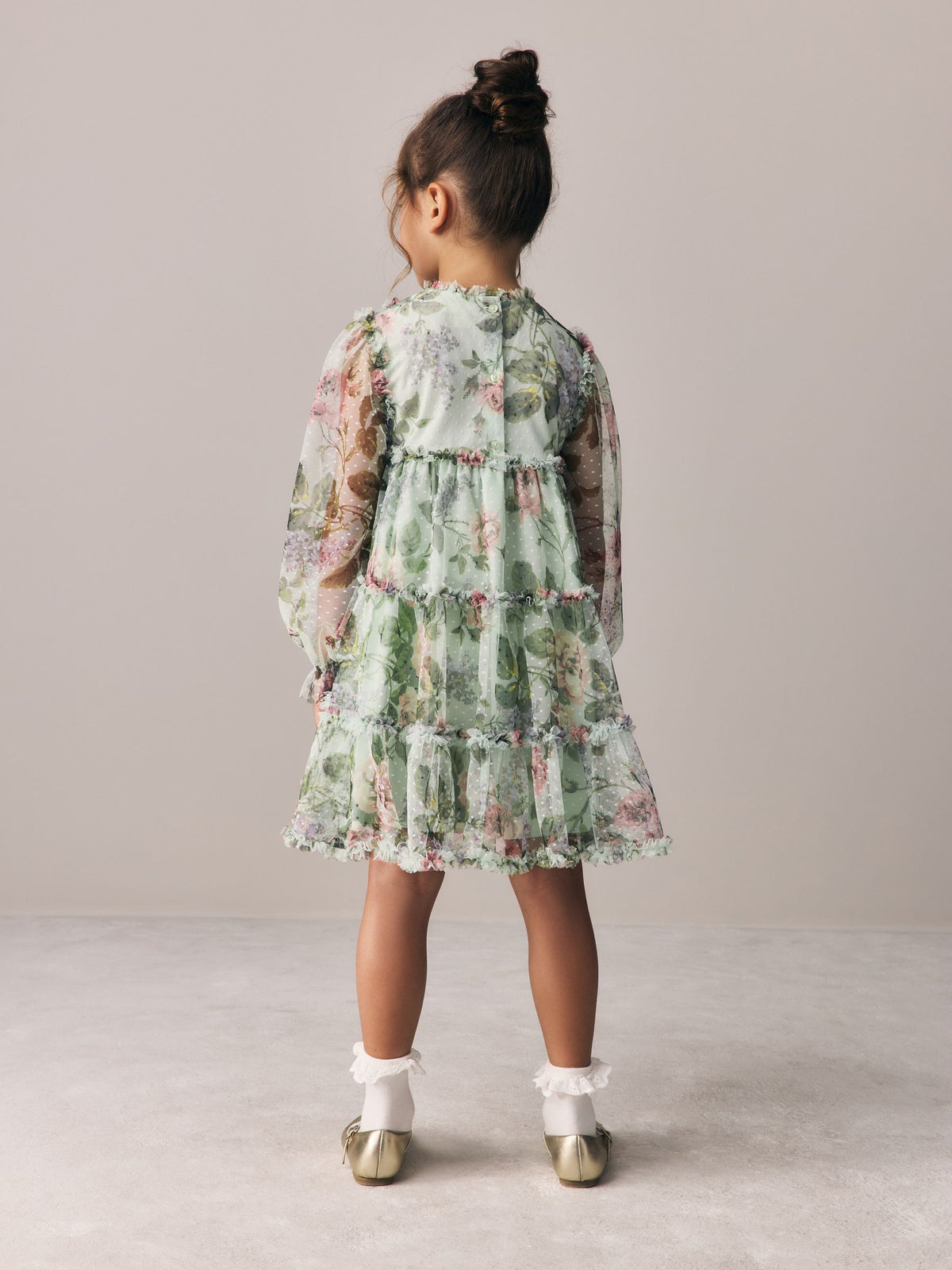 Dsiney Kidz - Laura Ashley Mint Green Floral Mesh Dress image 3