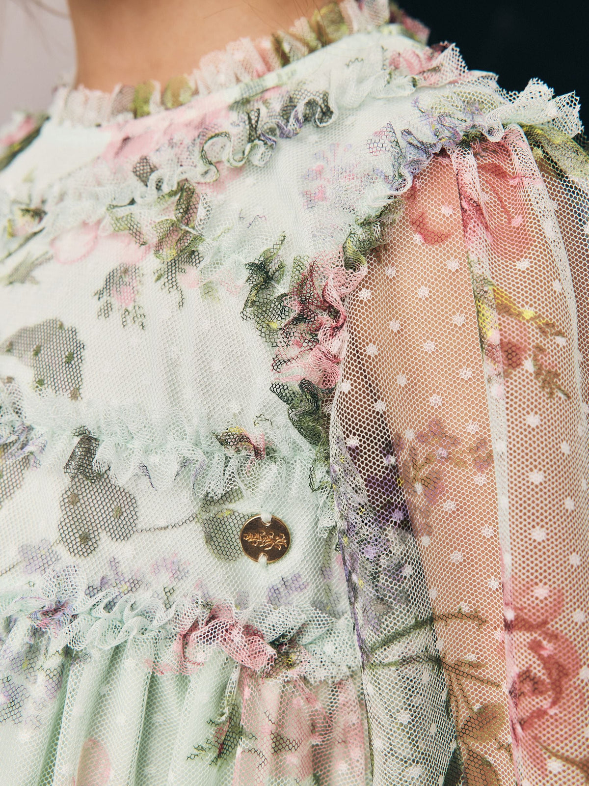 Dsiney Kidz - Laura Ashley Mint Green Floral Mesh Dress image 6