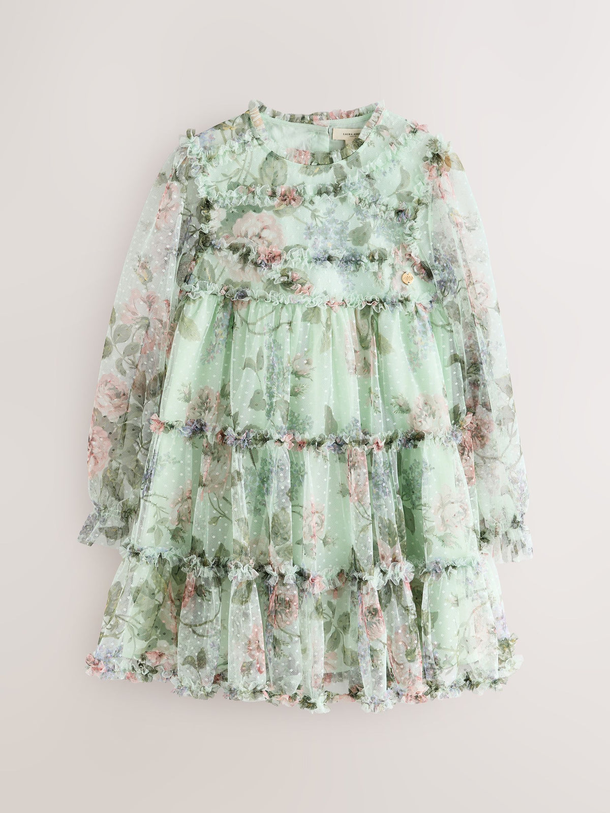 Dsiney Kidz - Laura Ashley Mint Green Floral Mesh Dress image 7