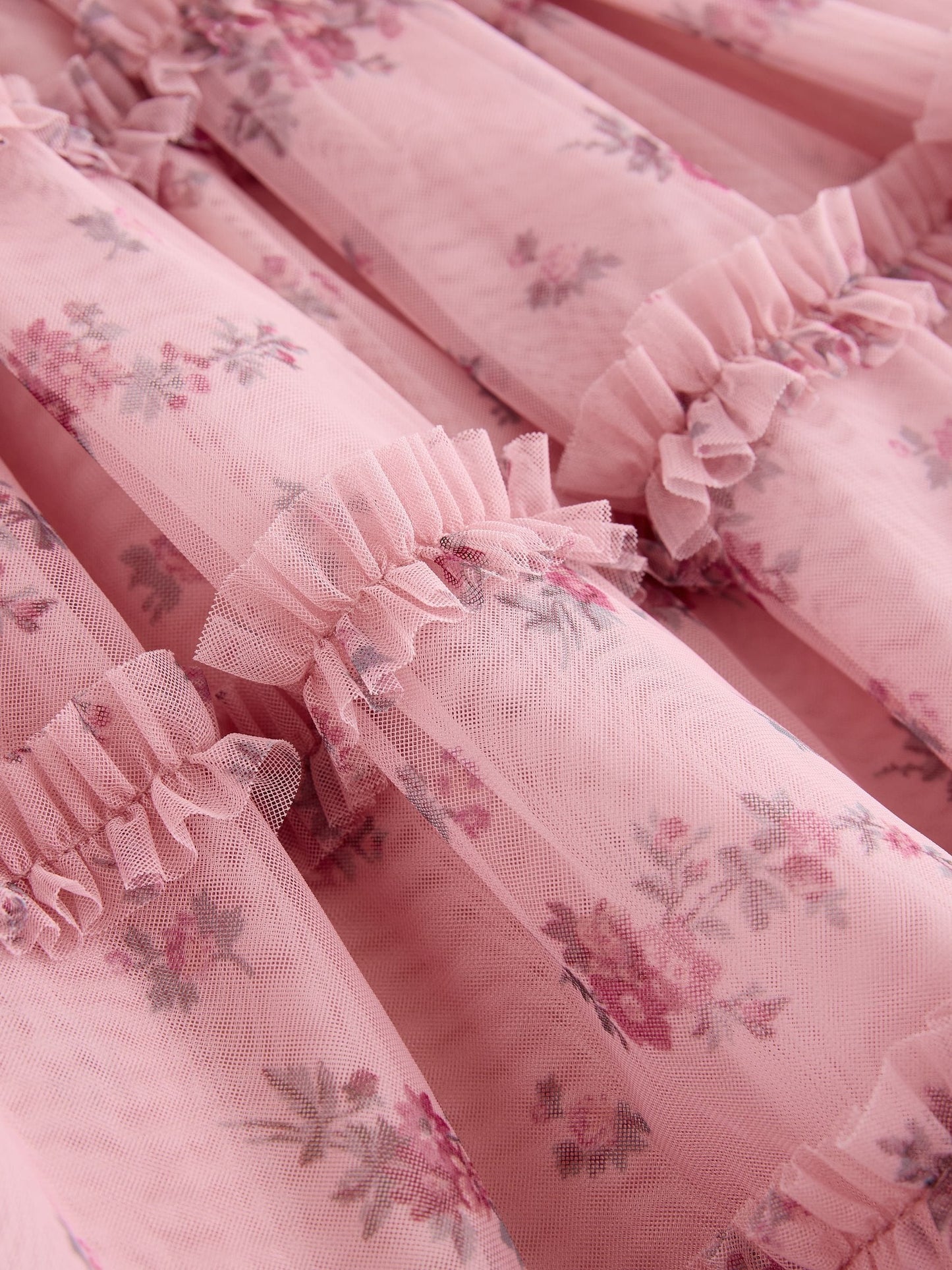 Dsiney Kidz - Laura Ashley Pink Embroided Mesh Tiered Floral Dress image 7