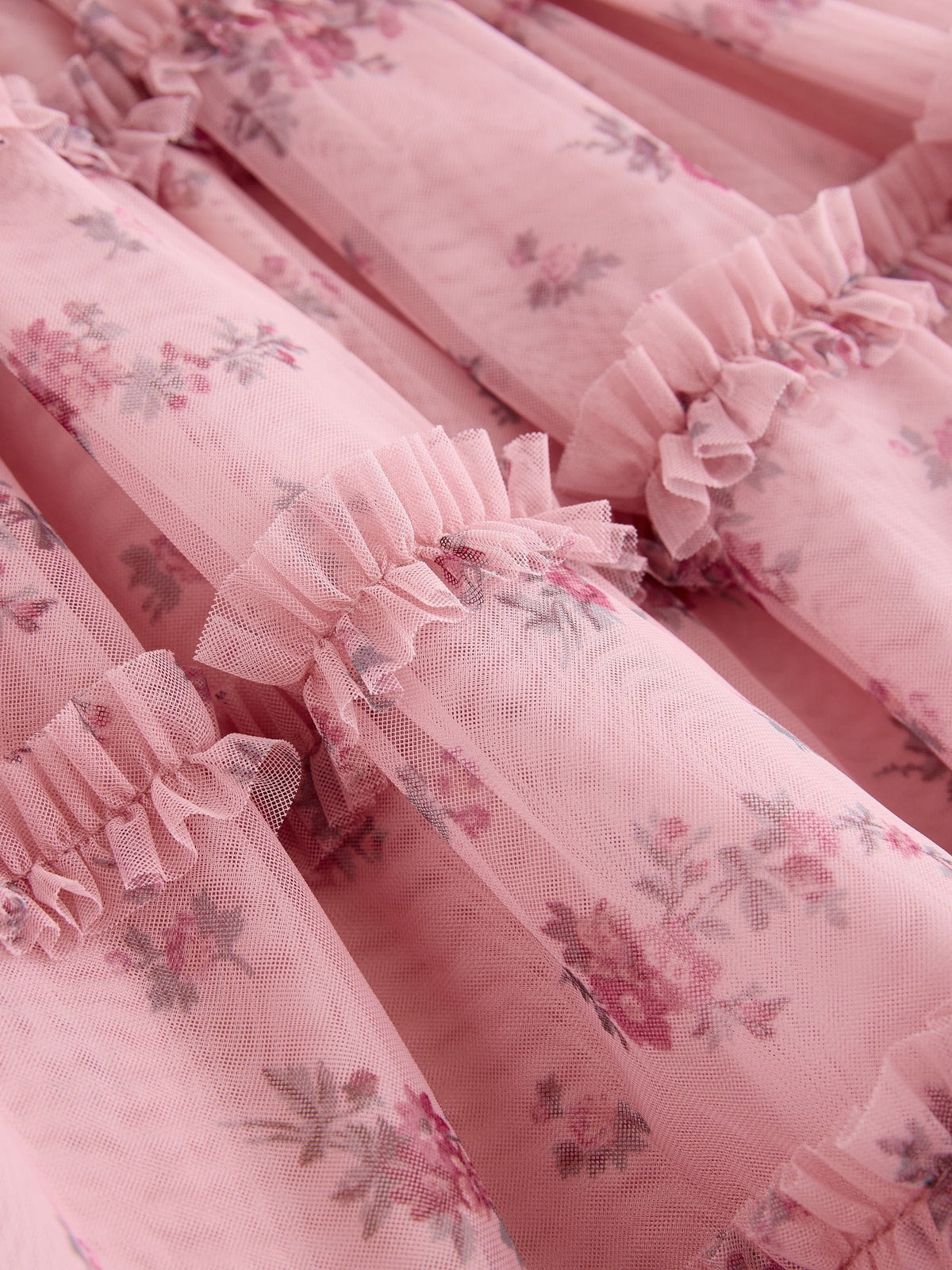 Dsiney Kidz - Laura Ashley Pink Embroided Mesh Tiered Floral Dress image 7