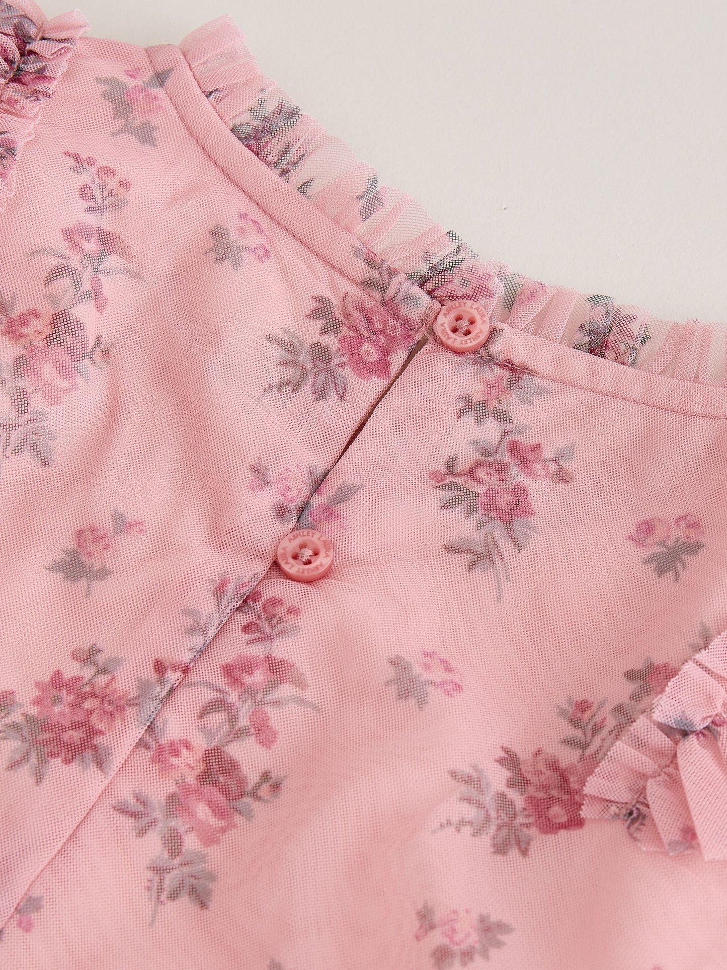 Dsiney Kidz - Laura Ashley Pink Embroided Mesh Tiered Floral Dress image 9