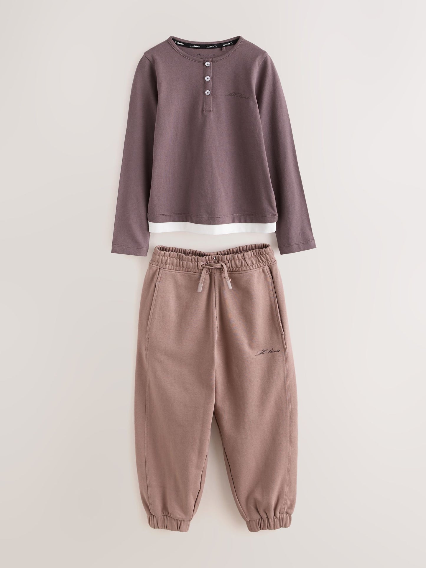 Dsiney Kidz - smALLSAINTS Purple Script Henley Top and Joggers set image 1