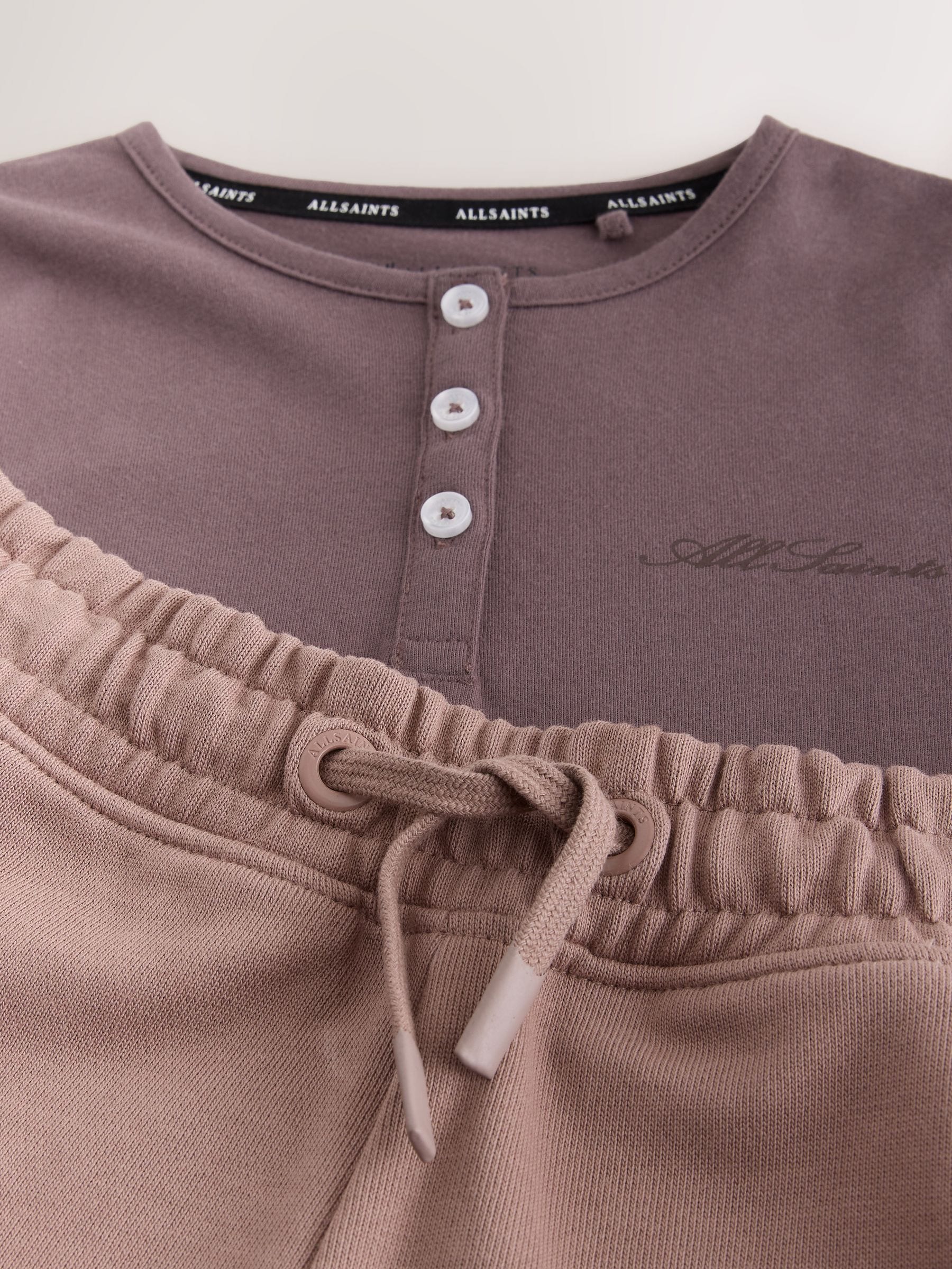 Dsiney Kidz - smALLSAINTS Purple Script Henley Top and Joggers set image 4