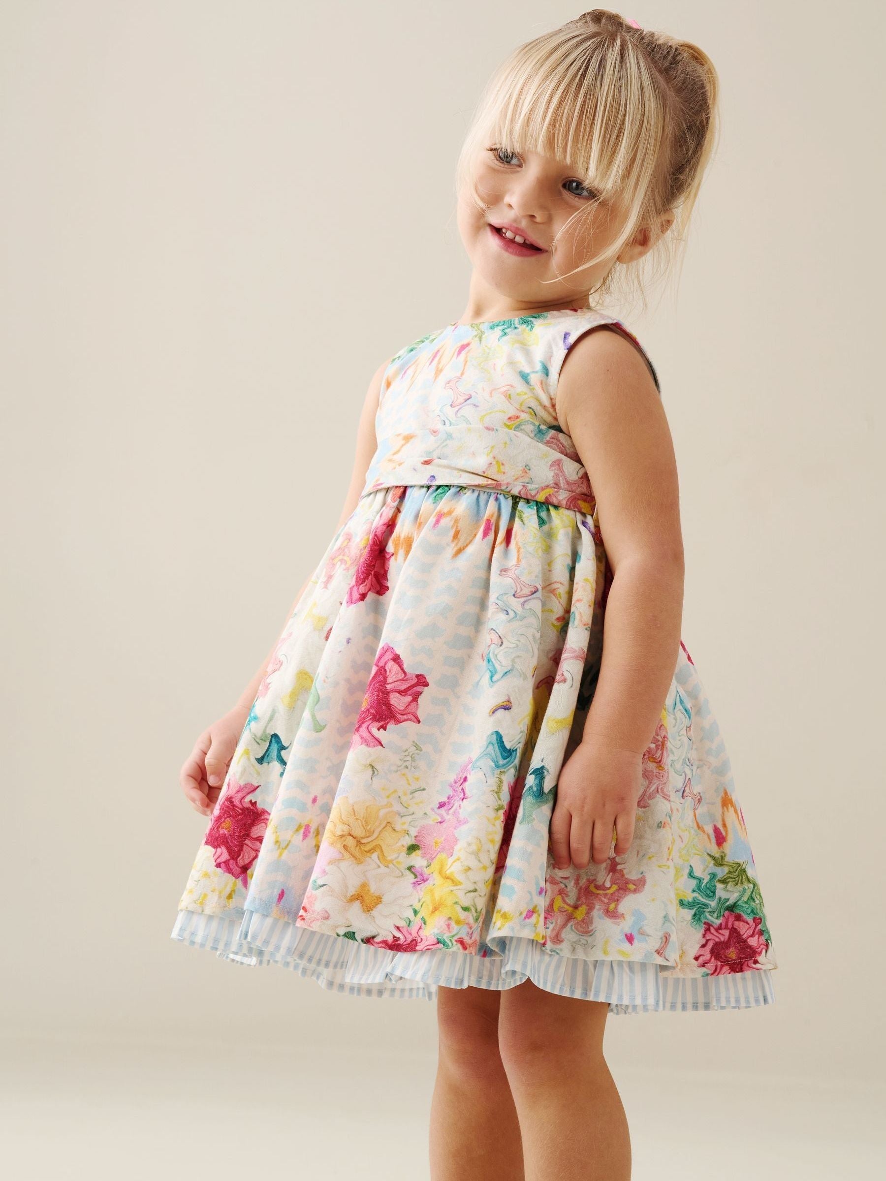Angel & Rocket Cream Seren Printed Tie Waist Dress image 1