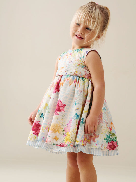 Angel & Rocket Cream Seren Printed Tie Waist Dress image 1