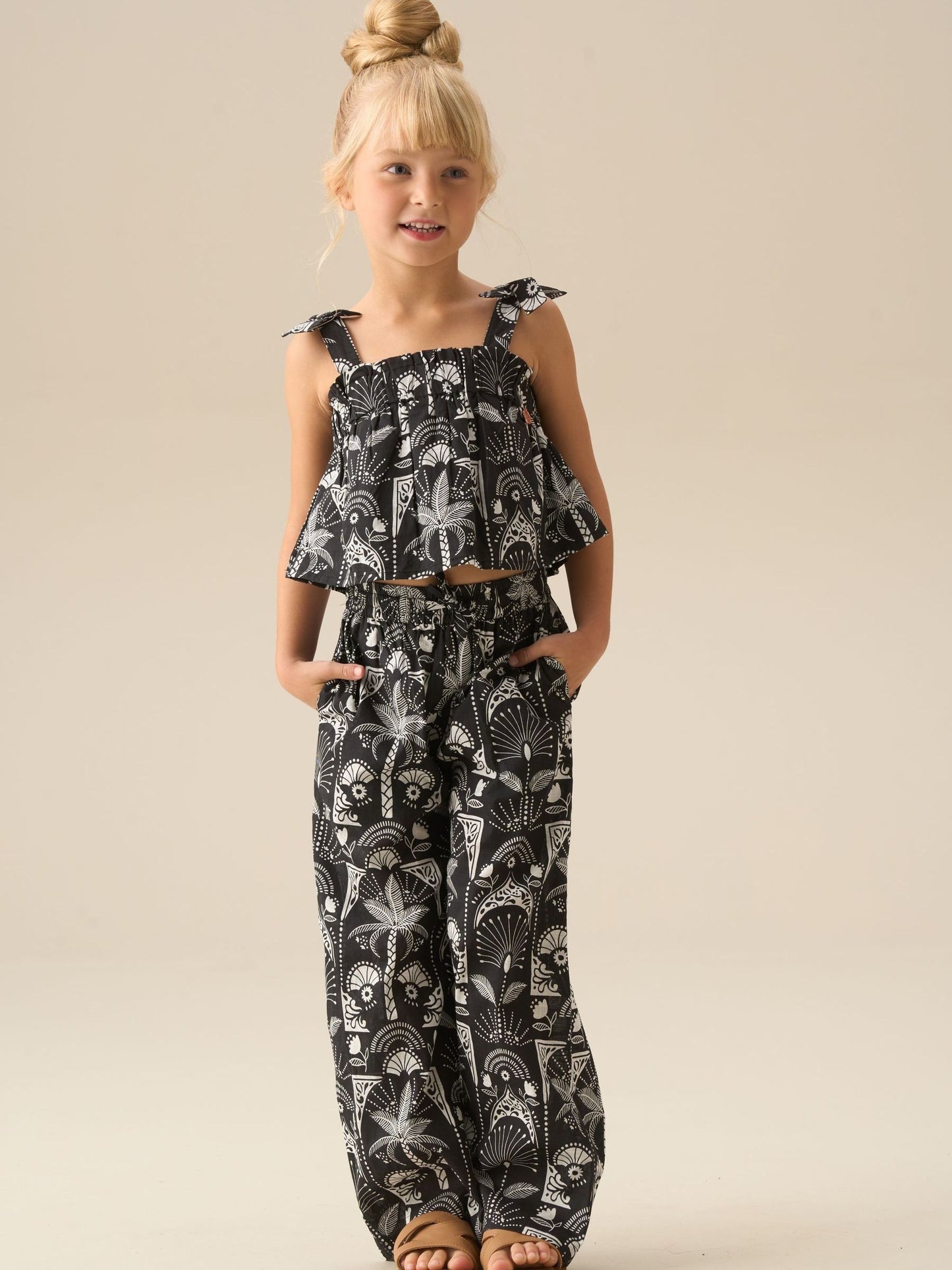 Dsiney Kidz - Angel & Rocket Black Amie Monochrome Palm Print Top & Jogger Set image 1