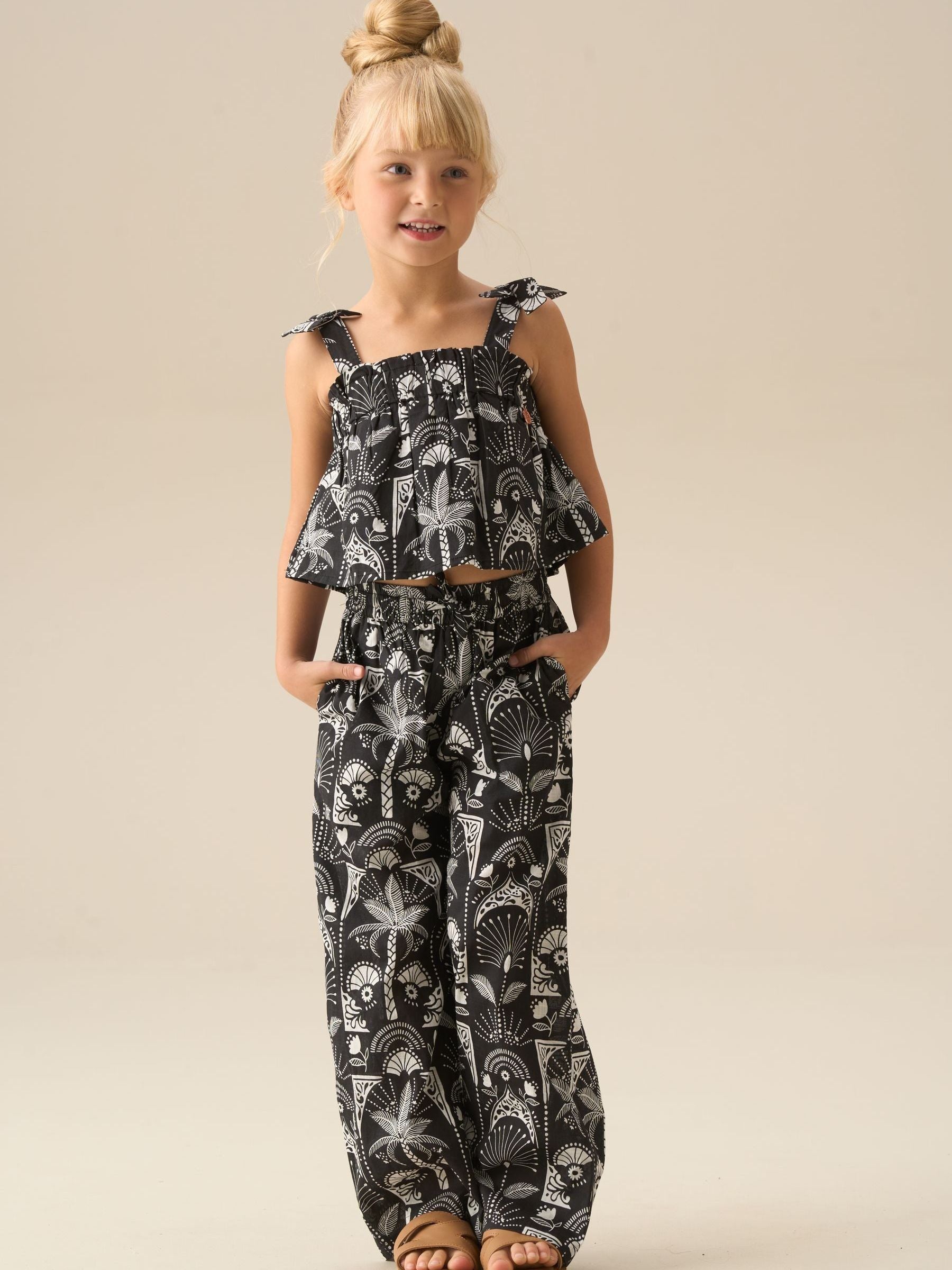 Dsiney Kidz - Angel & Rocket Black Amie Monochrome Palm Print Top & Jogger Set image 1