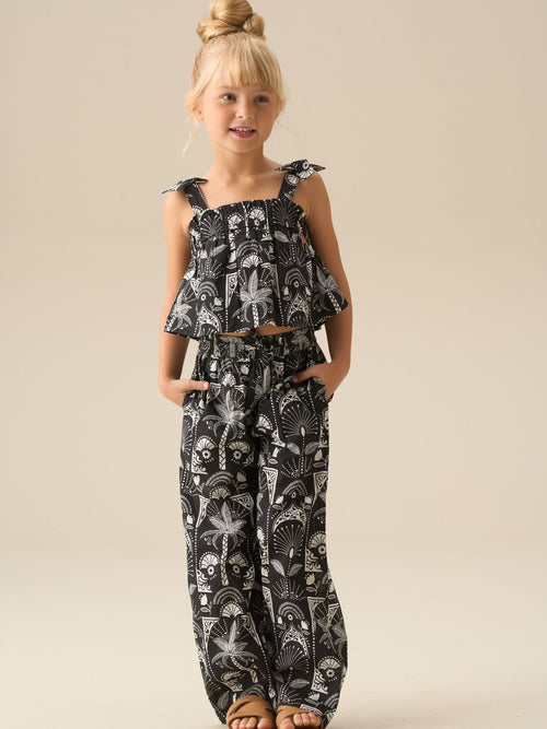 Dsiney Kidz - Angel & Rocket Black Amie Monochrome Palm Print Top & Jogger Set image 1