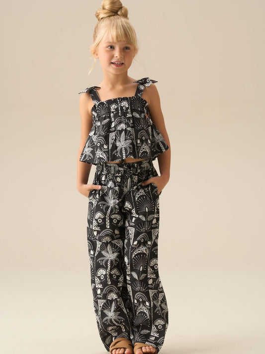 Dsiney Kidz - Angel & Rocket Black Amie Monochrome Palm Print Top & Jogger Set image 1