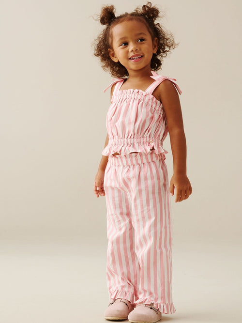 Angel & Rocket Pink Polly Candy Stripe Frill Top & Jogger Set image 1