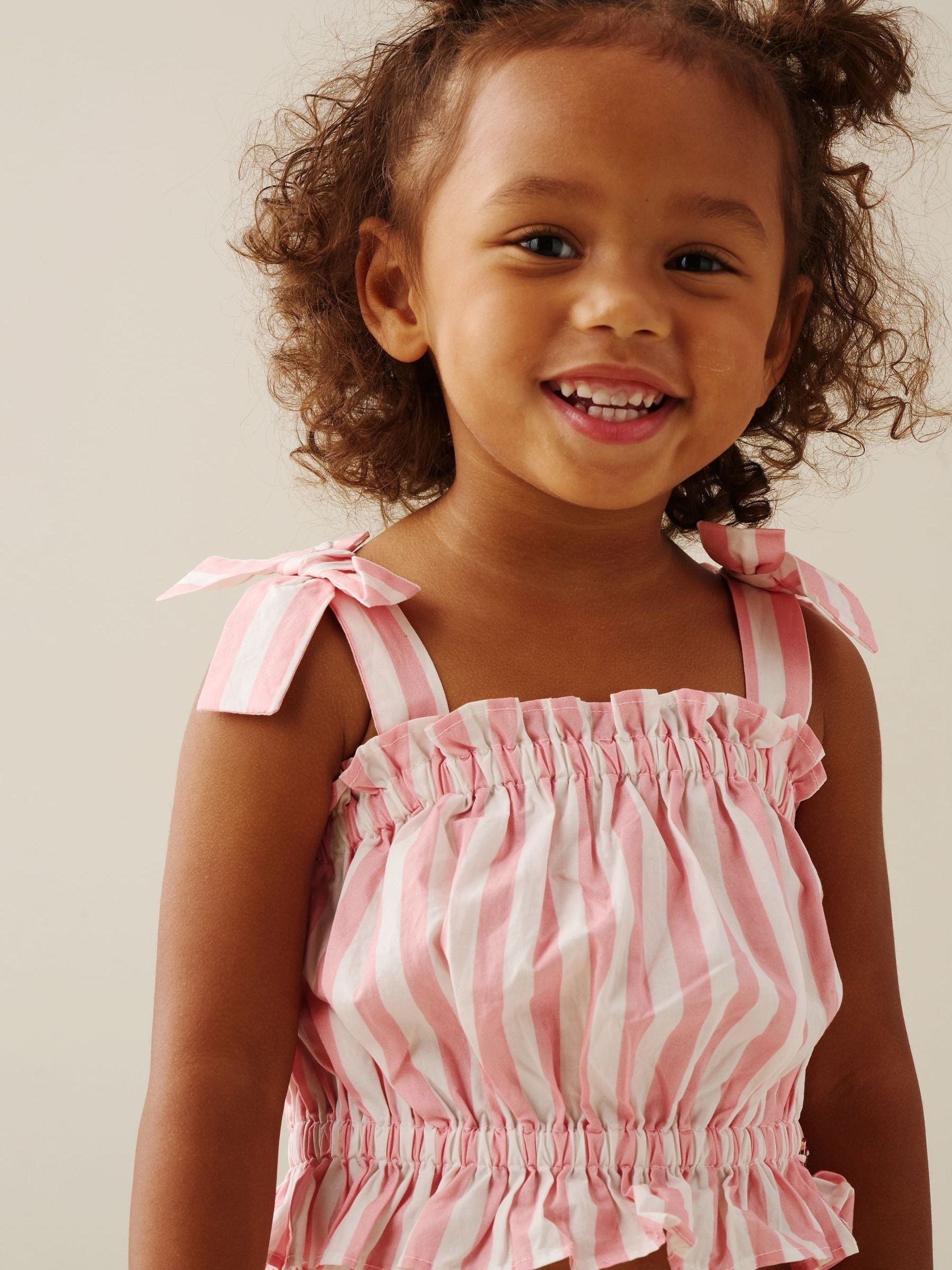 Angel & Rocket Pink Polly Candy Stripe Frill Top & Jogger Set image 2