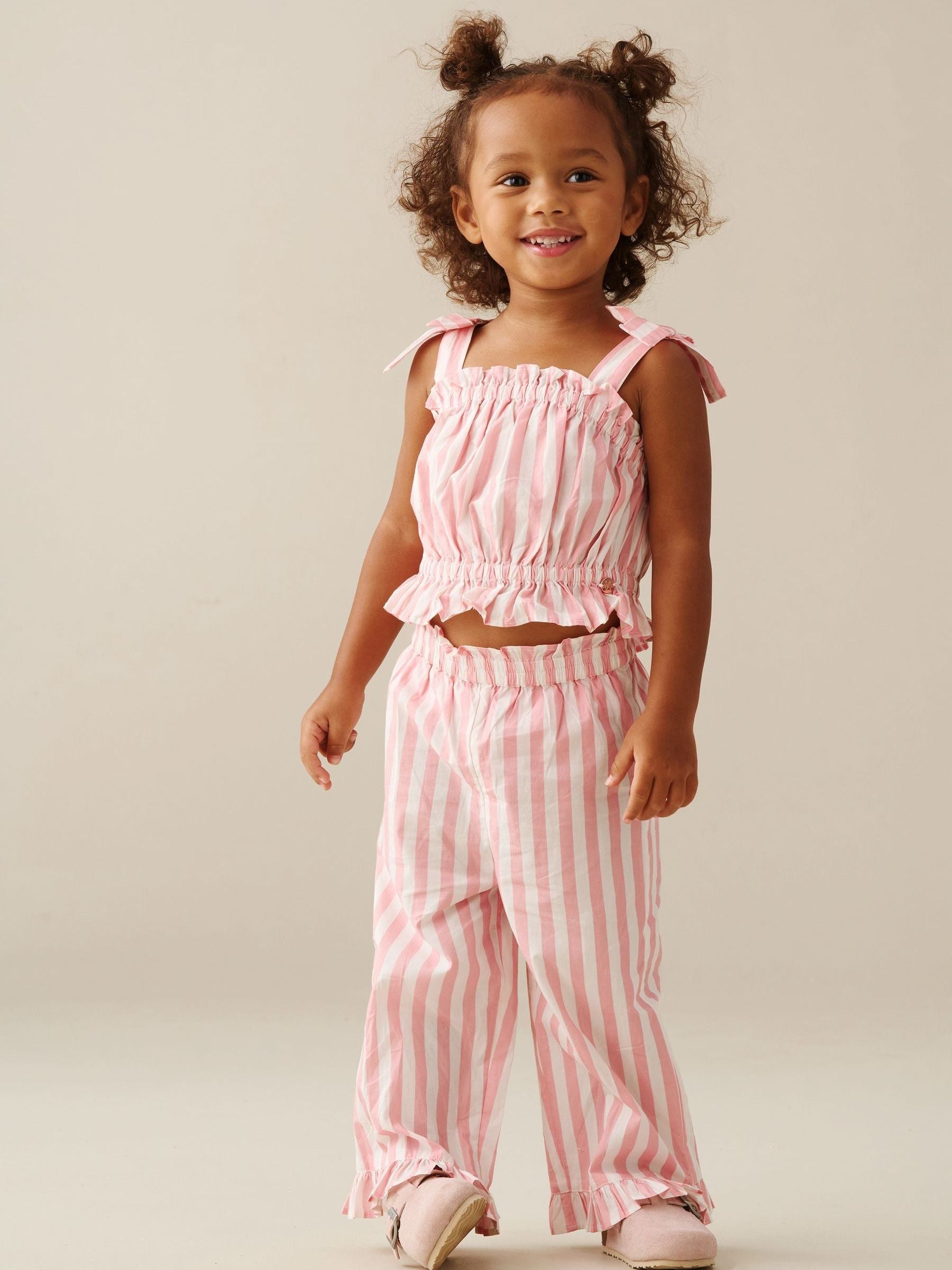 Angel & Rocket Pink Polly Candy Stripe Frill Top & Jogger Set image 3