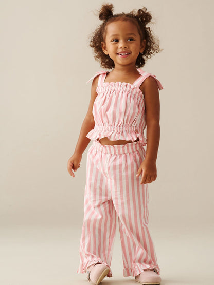 Angel & Rocket Pink Polly Candy Stripe Frill Top & Jogger Set image 3