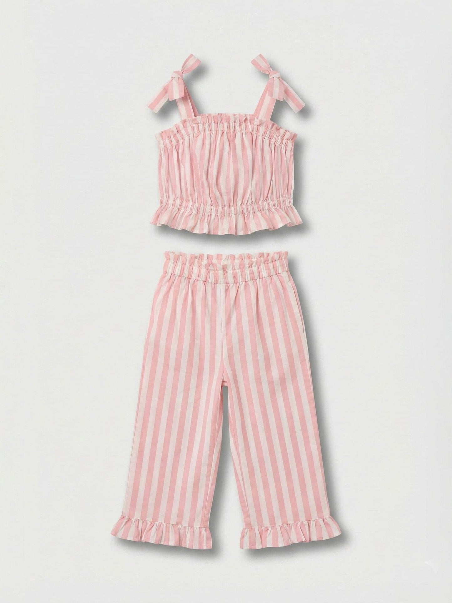 Angel & Rocket Pink Polly Candy Stripe Frill Top & Jogger Set image 5