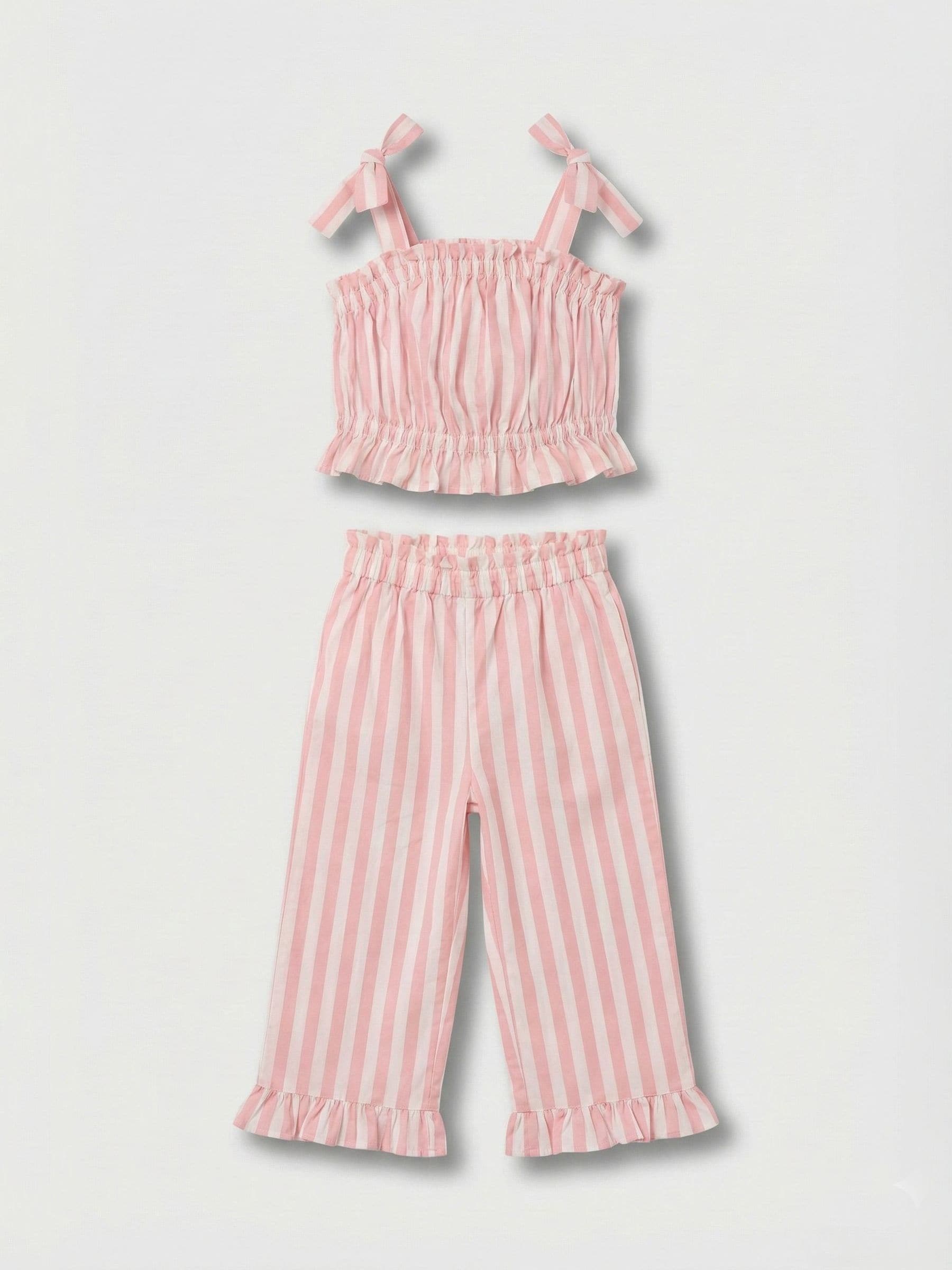 Angel & Rocket Pink Polly Candy Stripe Frill Top & Jogger Set image 5