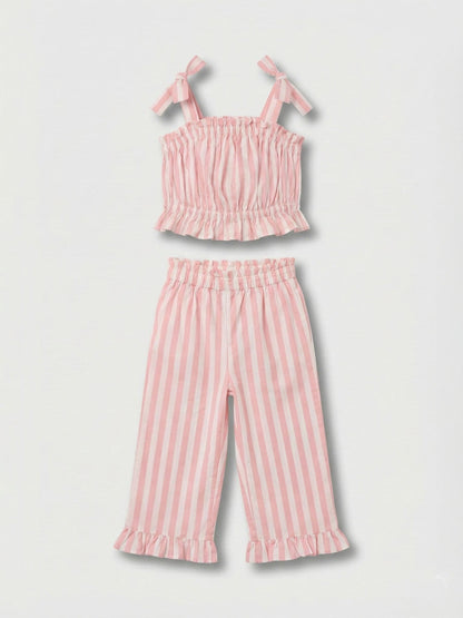 Angel & Rocket Pink Polly Candy Stripe Frill Top & Jogger Set image 5