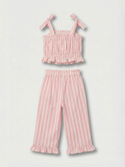 Angel & Rocket Pink Polly Candy Stripe Frill Top & Jogger Set image 6