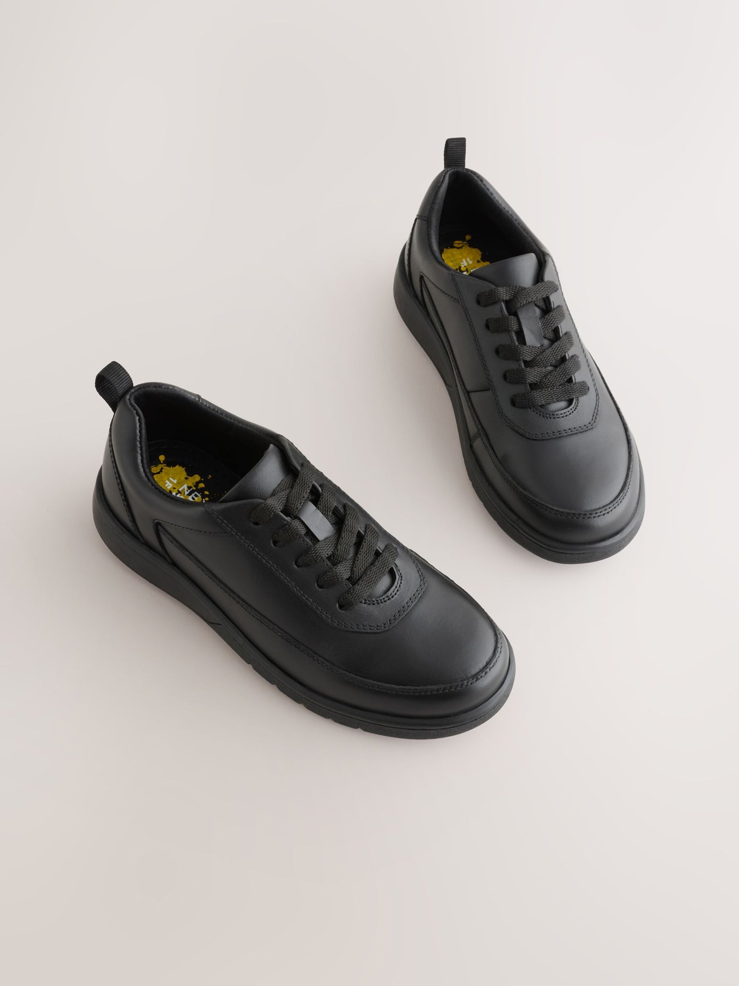 Black Wide Fit (G) Leather Lace-up School Shoes image 1