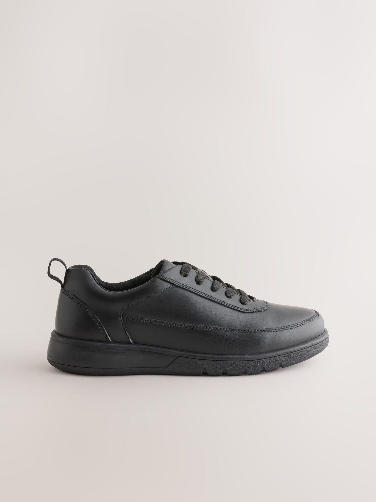 Black Wide Fit (G) Leather Lace-up School Shoes image 2
