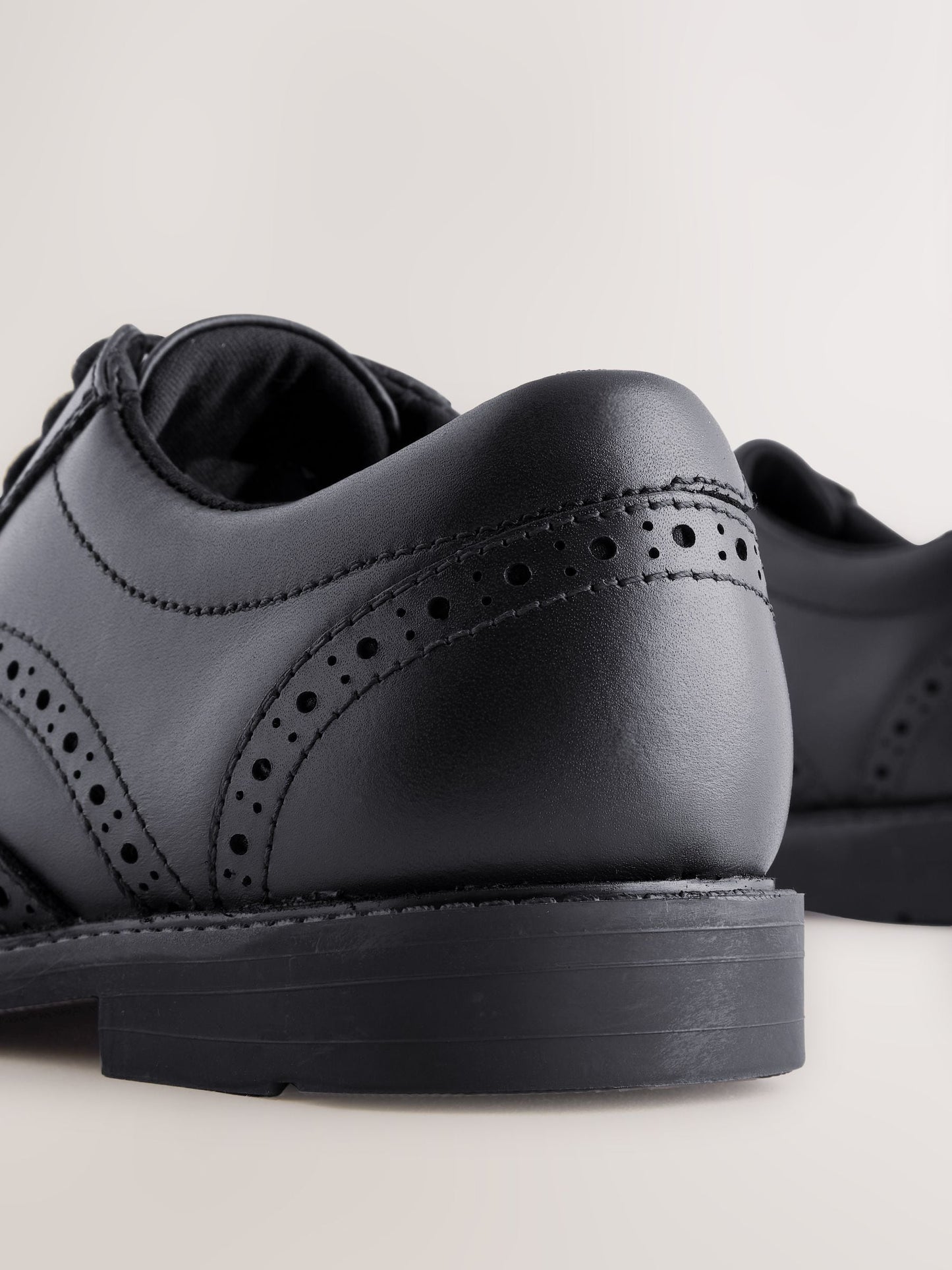 Black Leather Lace-up Brogue School Shoes image 5