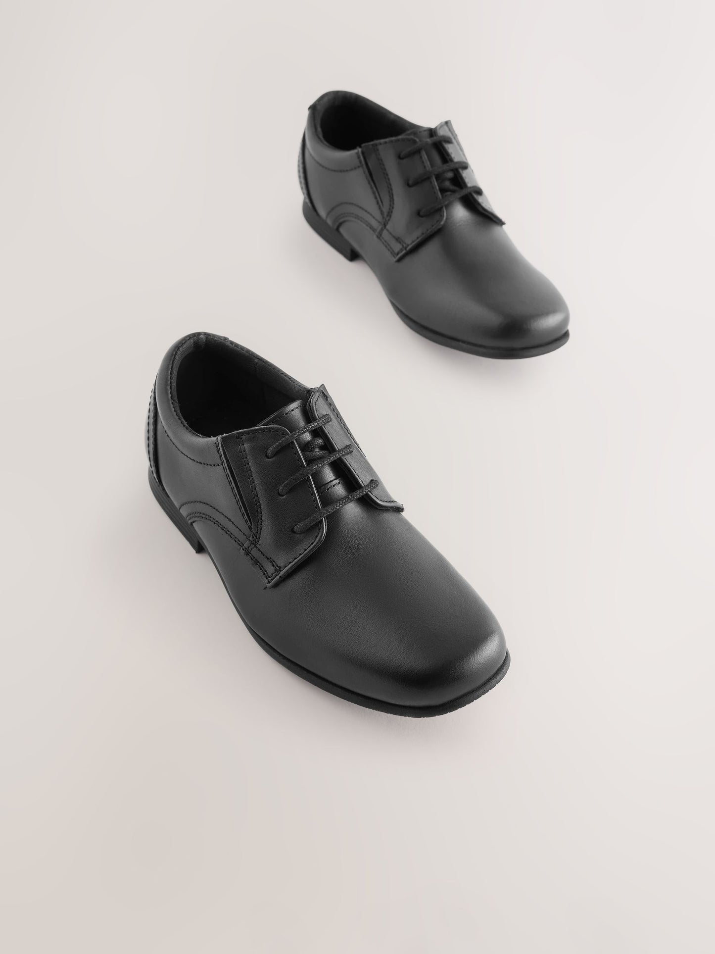 Black Extra Wide Fit (H) School Leather Lace-Up Shoes image 1