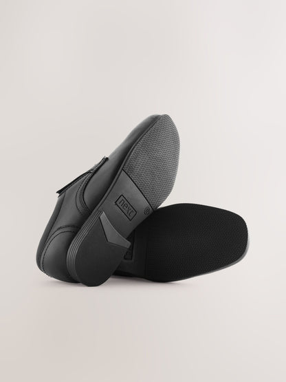 Black Extra Wide Fit (H) School Leather Lace-Up Shoes image 2