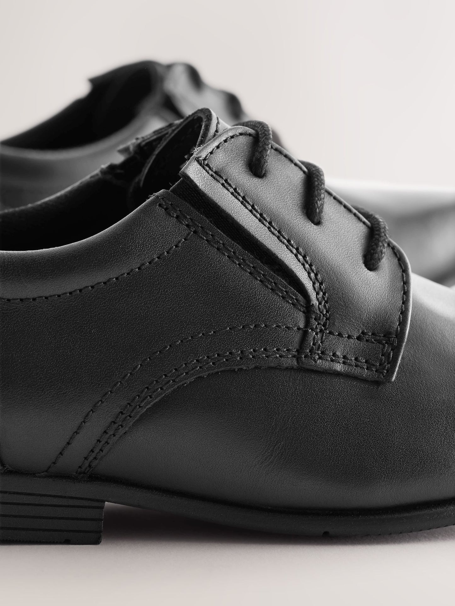 Black Extra Wide Fit (H) School Leather Lace-Up Shoes image 4