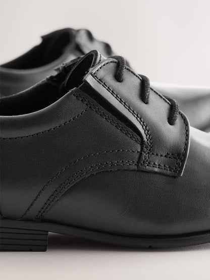 Black Extra Wide Fit (H) School Leather Lace-Up Shoes image 4